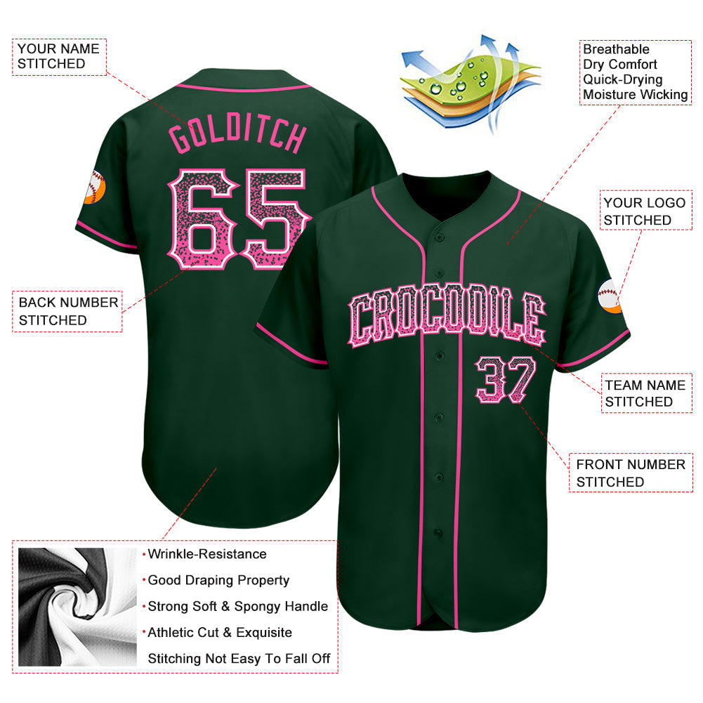 Custom Green Pink-White Authentic Drift Fashion Baseball Jersey