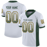 Custom White Green-Gold Drift Fashion Football Jersey