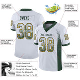 Custom White Green-Gold Drift Fashion Football Jersey