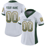 Custom White Green-Gold Drift Fashion Football Jersey