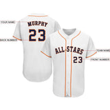 Custom White Navy-Orange Baseball Jersey