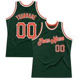 Custom Hunter Green Orange-White Authentic Throwback Basketball Jersey