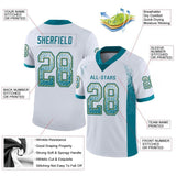 Custom White Teal-Old Gold Drift Fashion Football Jersey