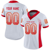 Custom White Scarlet-Gold Drift Fashion Football Jersey