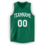 Custom Kelly Green White V-Neck Basketball Jersey