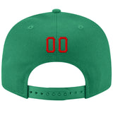Custom Kelly Green Red-White Stitched Adjustable Snapback Hat
