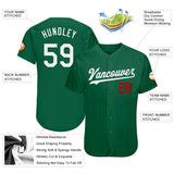 Custom Kelly Green White-Red Authentic Baseball Jersey