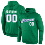 Custom Stitched Kelly Green White-Royal Sports Pullover Sweatshirt Hoodie