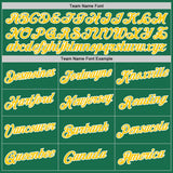 Custom Kelly Green Gold-White Performance T-Shirt