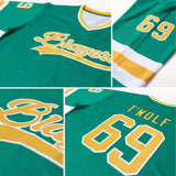 Custom Kelly Green Gold-White Hockey Jersey