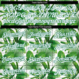 Custom Kelly Green White-Kelly Green 3D Pattern Design Tropical Palm Leaves Authentic Baseball Jersey