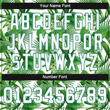 Custom Kelly Green White-Kelly Green 3D Pattern Design Tropical Palm Leaves Authentic Baseball Jersey