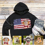 America Flag Dog Hoodie- Photo Personalized Pullover Hoodie