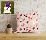 Halloween Dog Ghost Throw Pillow