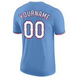 Custom Light Blue White-Red Performance T-Shirt