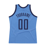 Custom Light Blue Navy Authentic Throwback Basketball Jersey