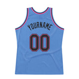 Custom Light Blue Black-Pink Authentic Throwback Basketball Jersey