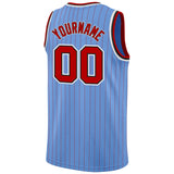 Custom Light Blue Red Pinstripe Red-Black Authentic Basketball Jersey