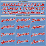 Custom Light Blue White-Red Performance T-Shirt