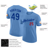 Custom Light Blue Royal-Red Performance T-Shirt