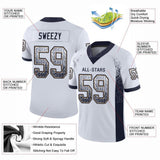 Custom White Navy-Old Gold Drift Fashion Football Jersey