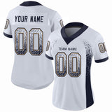 Custom White Navy-Old Gold Drift Fashion Football Jersey