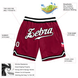 Custom Maroon White-Black Authentic Throwback Basketball Shorts
