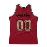Custom Maroon Camo-Gray Authentic Throwback Basketball Jersey