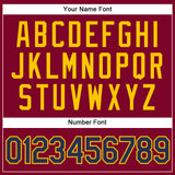 Custom Maroon White Pinstripe Navy-Gold Authentic Basketball Jersey