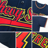 Custom Navy Red-Gray Authentic Baseball Jersey