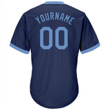 Custom Navy Light Blue Authentic Throwback Rib-Knit Baseball Jersey Shirt