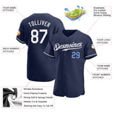 Custom Navy White-Light Blue Authentic Baseball Jersey