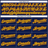 Custom Navy White Pinstripe Gold-Orange Authentic Baseball Jersey