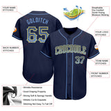 Custom Navy Light Blue-Gold Authentic Drift Fashion Baseball Jersey