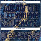 Custom Navy Navy-Old Gold 3D Pattern Design Marble Authentic Baseball Jersey