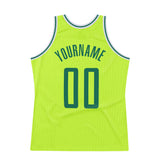 Custom Neon Green Kelly Green-White Authentic Throwback Basketball Jersey