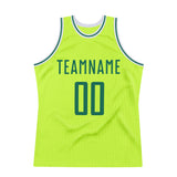 Custom Neon Green Kelly Green-White Authentic Throwback Basketball Jersey