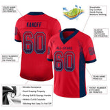 Custom Scarlet Navy-Light Gray Drift Fashion Football Jersey