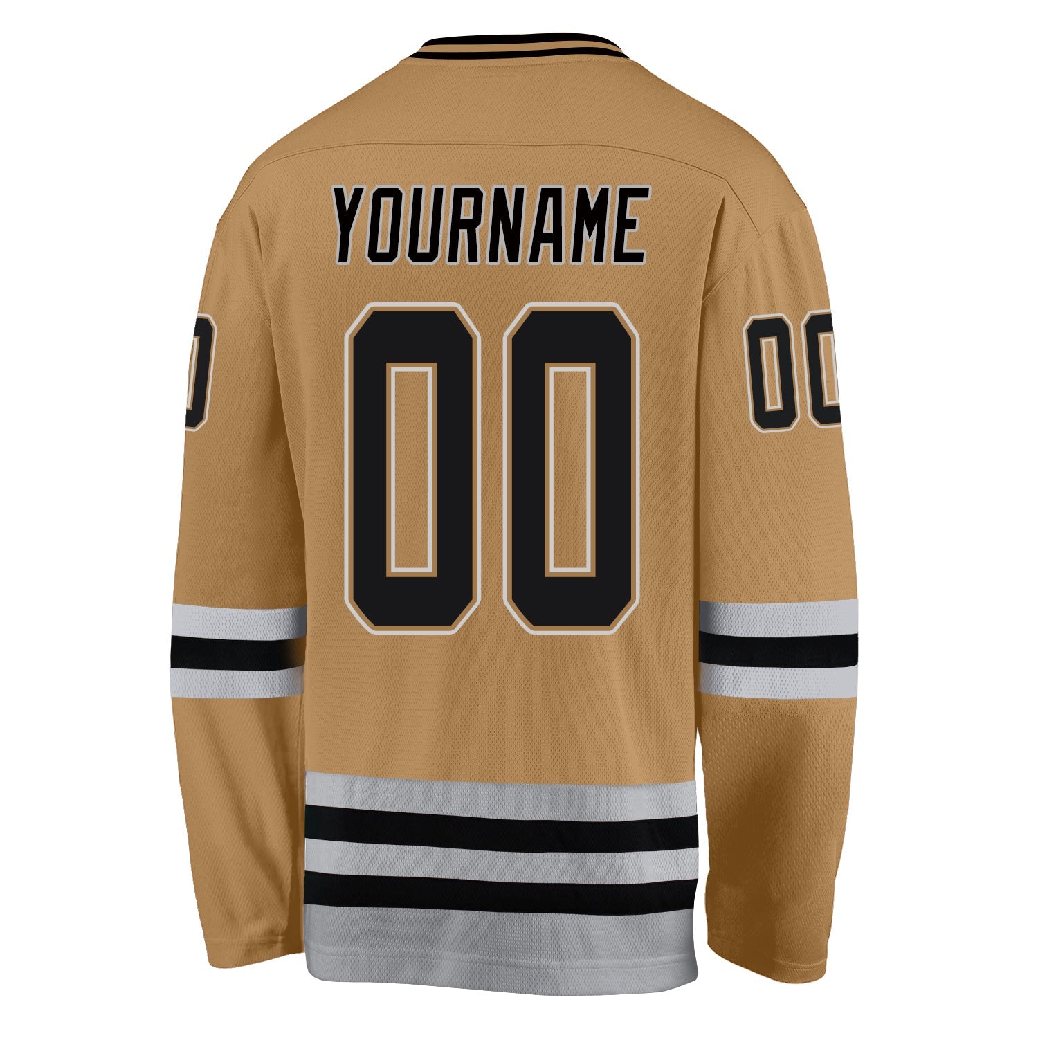 Custom Old Gold Black-Gray Hockey Jersey