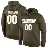Custom Stitched Olive Cream-White Sports Pullover Sweatshirt Salute To Service Hoodie