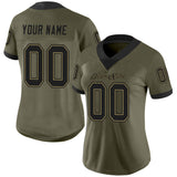 Custom Olive Black-Old Gold Mesh Salute To Service Football Jersey