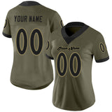 Custom Olive Black-Old Gold Mesh Salute To Service Football Jersey
