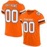 Custom Orange White-Navy Mesh Authentic Football Jersey