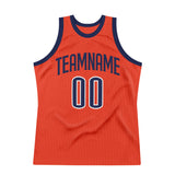 Custom Orange Navy-White Authentic Throwback Basketball Jersey