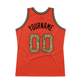 Custom Orange Camo-Old Gold Authentic Throwback Basketball Jersey