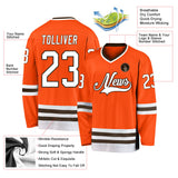 Custom Orange White-Brown Hockey Jersey
