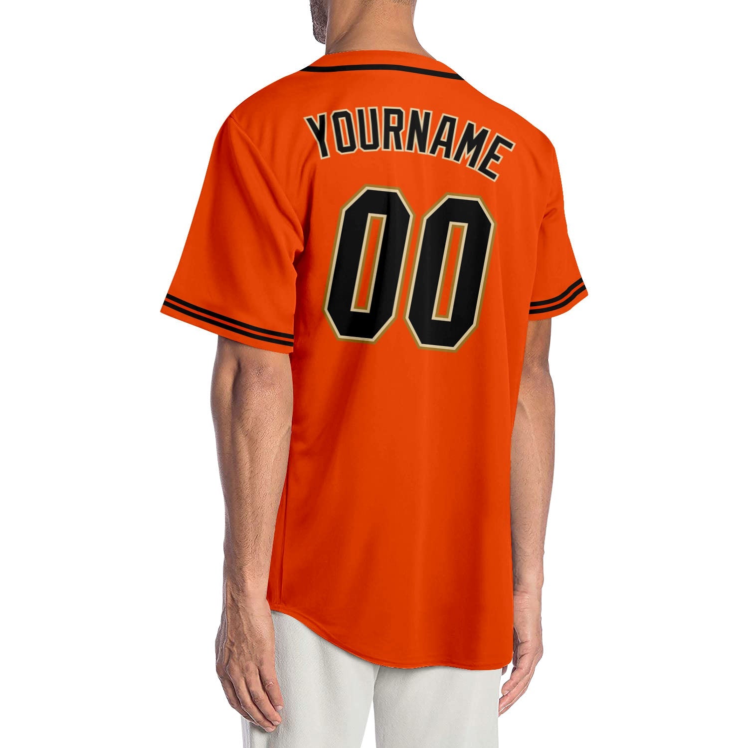 Custom Orange Black-Old Gold Authentic Baseball Jersey