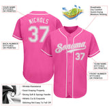 Custom Pink White Authentic Baseball Jersey