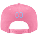Custom Pink Light Blue-White Stitched Adjustable Snapback Hat