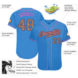 Custom Powder Blue Camo-Pink Authentic Baseball Jersey
